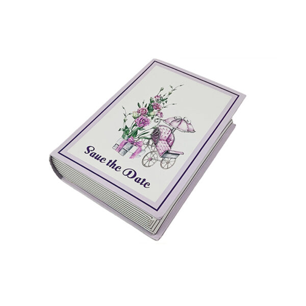 Book-Style Wedding Invitation Gift Box with Printed Cover