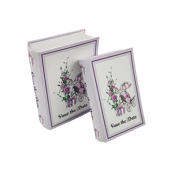 Book-Style Wedding Invitation Gift Box with Printed Cover