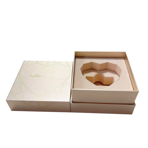Champagne Two-Piece Jewelry Gift Box with Custom Insert