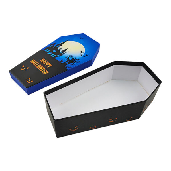 Coffin-Shaped Halloween Candy Gift Box with Printed Lid