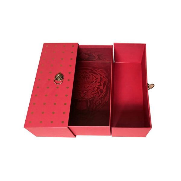 Double-Door Lunar New Year Rigid Gift Box with Ring Pulls