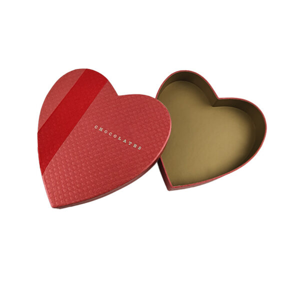 Heart-Shaped Chocolate Rigid Gift Box with Ribbon Accent