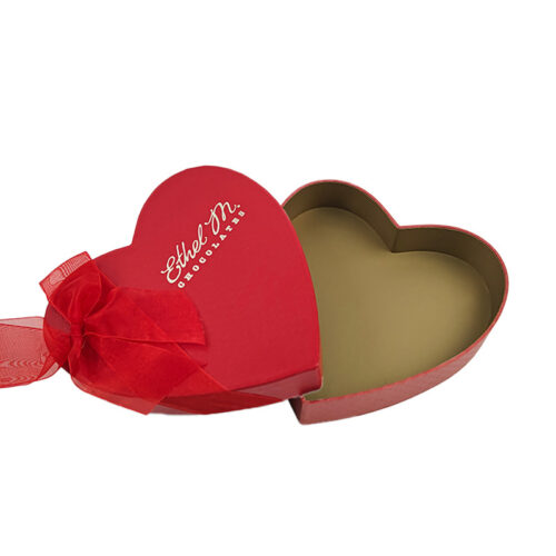 Heart-Shaped Chocolate Rigid Gift Box with Ribbon Accent