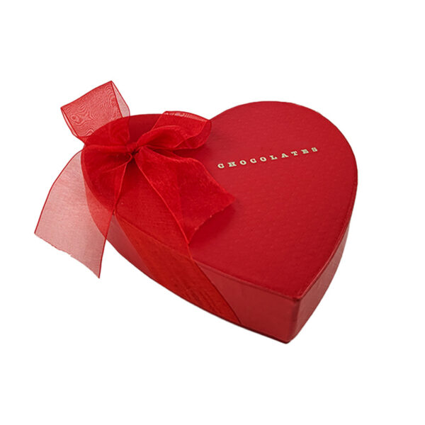 Heart-Shaped Chocolate Rigid Gift Box with Ribbon Accent