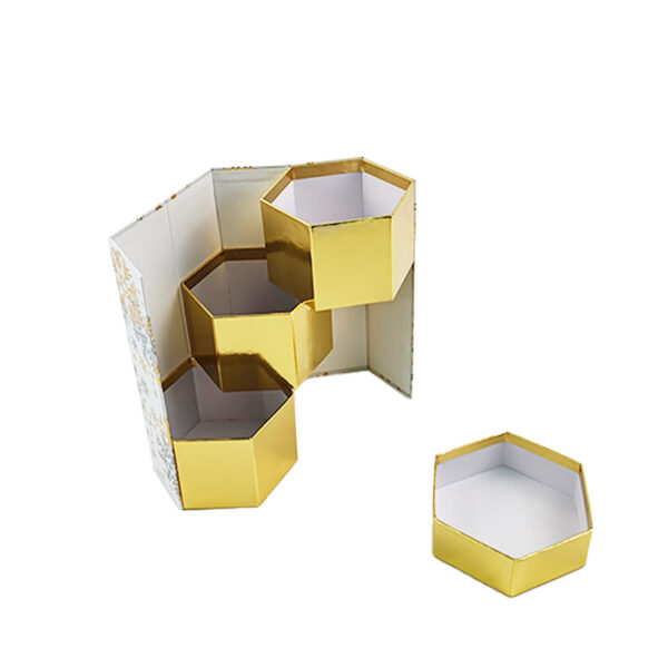 Hexagonal Christmas Gift Box with Tiered Inner Compartments