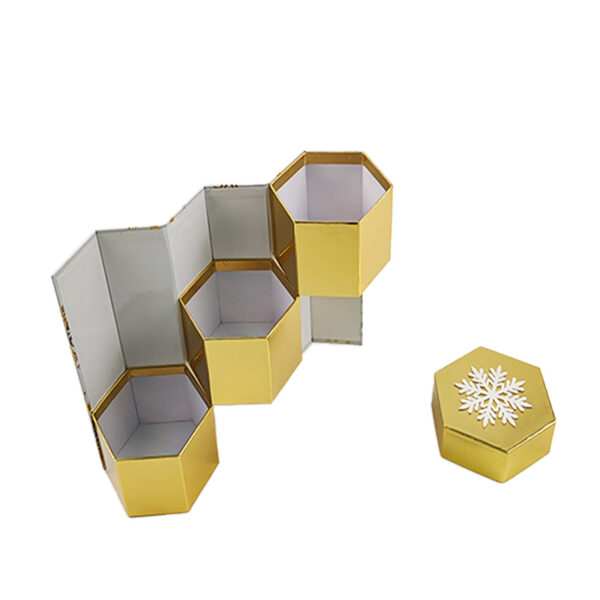 Hexagonal Christmas Gift Box with Tiered Inner Compartments