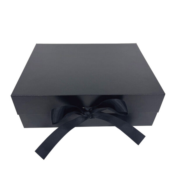 Luxury Black Rigid Gift Box with Grosgrain Ribbon Closure