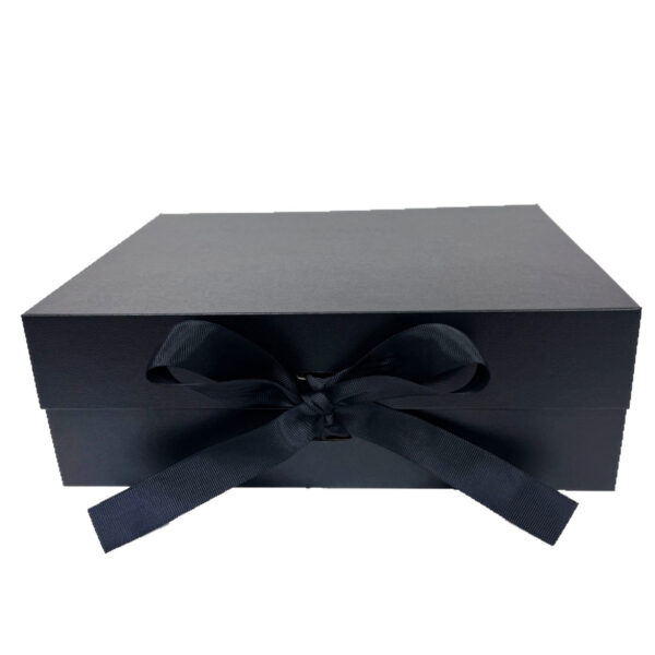 Luxury Black Rigid Gift Box with Grosgrain Ribbon Closure