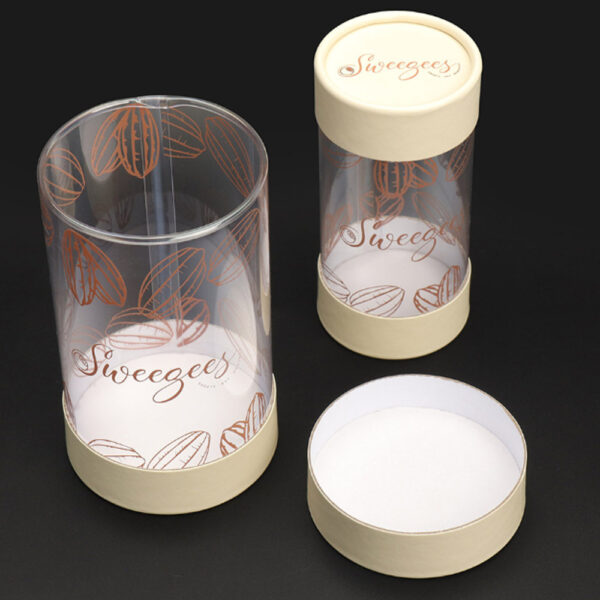 Luxury Clear PET Window Paper Tube for Candy Gift Packs