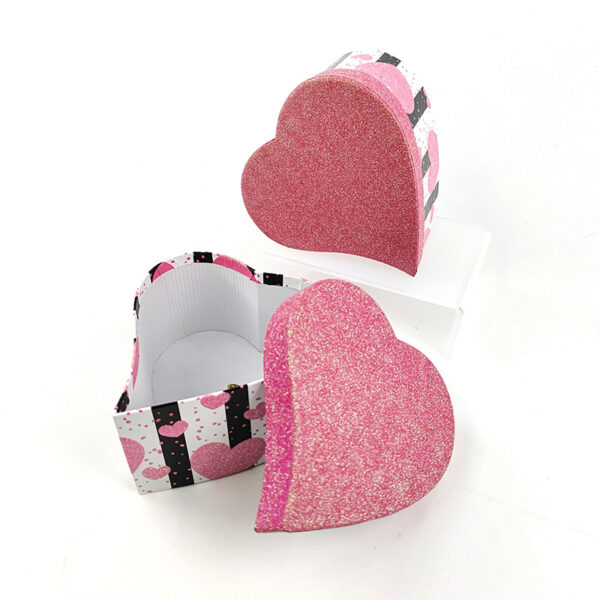 Nested Heart-Shaped Candy Gift Boxes with Glitter Lids Set1 Nested Heart-Shaped Candy Gift Boxes with Glitter Lids Set