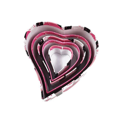 Nested Heart-Shaped Candy Gift Boxes with Glitter Lids Set4 Nested Heart-Shaped Candy Gift Boxes with Glitter Lids Set