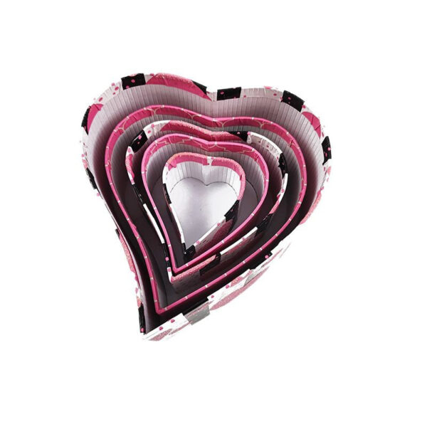 Nested Heart-Shaped Candy Gift Boxes with Glitter Lids Set4 Nested Heart-Shaped Candy Gift Boxes with Glitter Lids Set