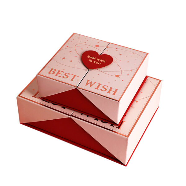Premium Double-Door Rigid Gift Box with Heart Clasp Lid