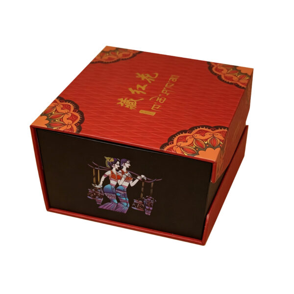 Premium Magnetic Saffron Jar Packaging Box with Red Insert