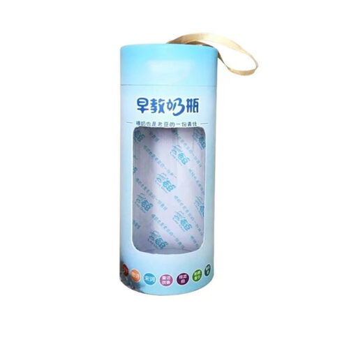 Printed Baby Socks Rigid Tube Box with Window and Ribbon