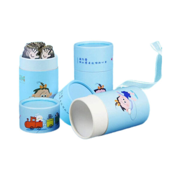 Printed Baby Socks Rigid Tube Box with Window and Ribbon