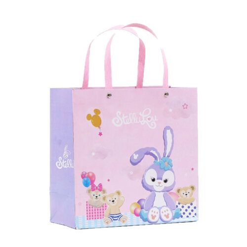 Printed Cartoon Gift Paper Bag with Pink Ribbon Handles