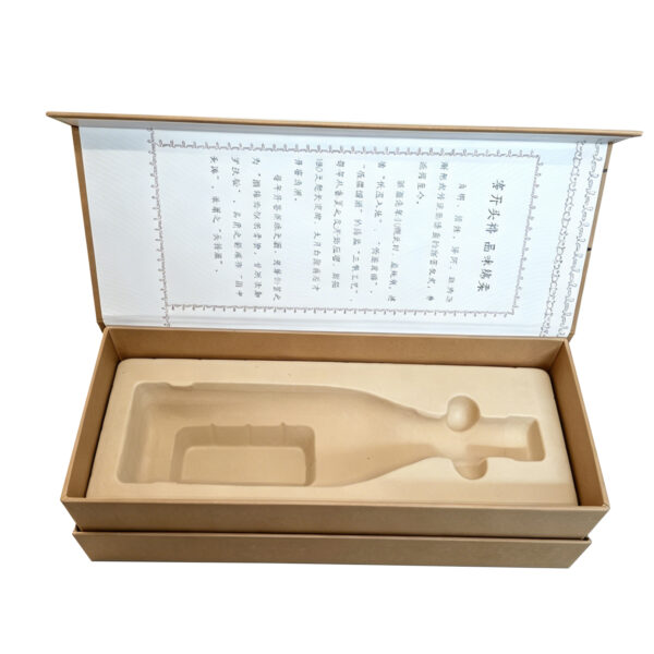 Rigid Kraft Spirit Bottle Gift Box with Molded Pulp Insert