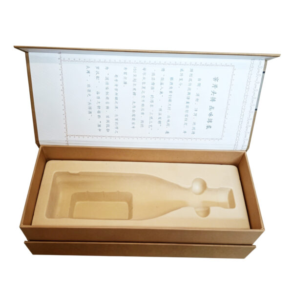 Rigid Kraft Spirit Bottle Gift Box with Molded Pulp Insert