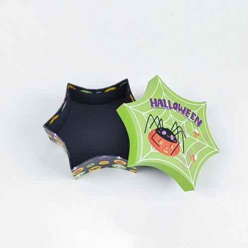 Two-Piece Spider Web Halloween Candy Box with Printed Lid