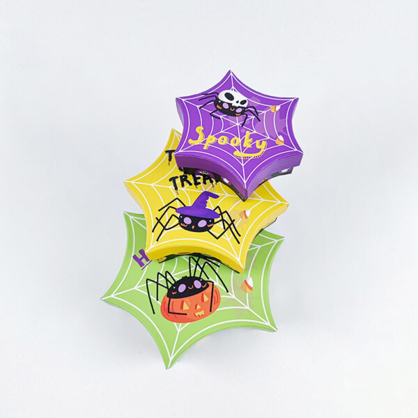 Two-Piece Spider Web Halloween Candy Box with Printed Lid
