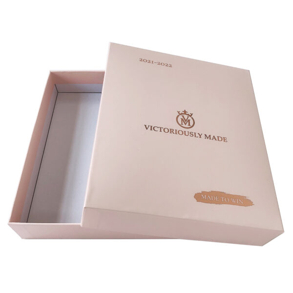 Blush Two-Piece Rigid Apparel Gift Box with Foil Logo Print