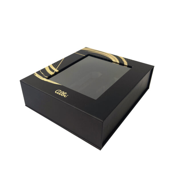 Luxury Black Window Rigid Packaging Box with Foam Insert