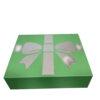 Green Foldable Rigid Gift Packaging Box with Bow Graphic