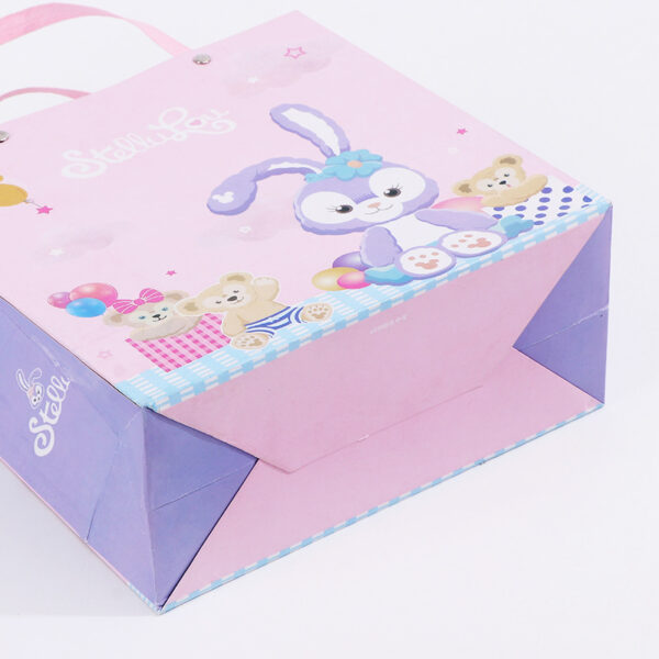 Printed Cartoon Gift Paper Bag with Pink Ribbon Handles