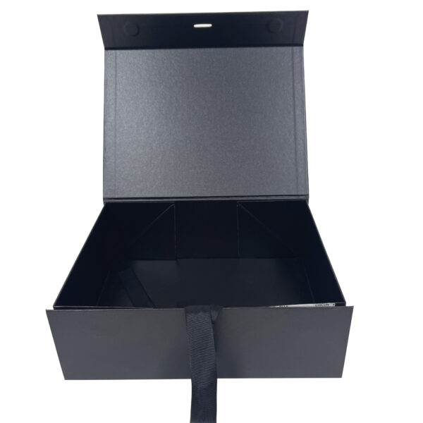 Luxury Black Rigid Gift Box with Grosgrain Ribbon Closure