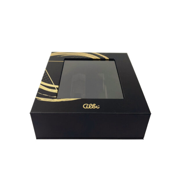 Luxury Black Window Rigid Packaging Box with Foam Insert