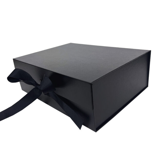 Luxury Black Rigid Gift Box with Grosgrain Ribbon Closure