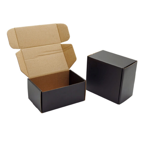 Black Corrugated Mailer Packaging Box with Kraft Interior