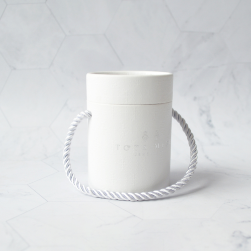 White Rigid Jewelry Tube Gift Box with Cotton Rope Handle