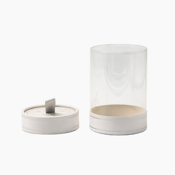 Clear Cylinder Display Box with Pull Tab Paperboard Lid
