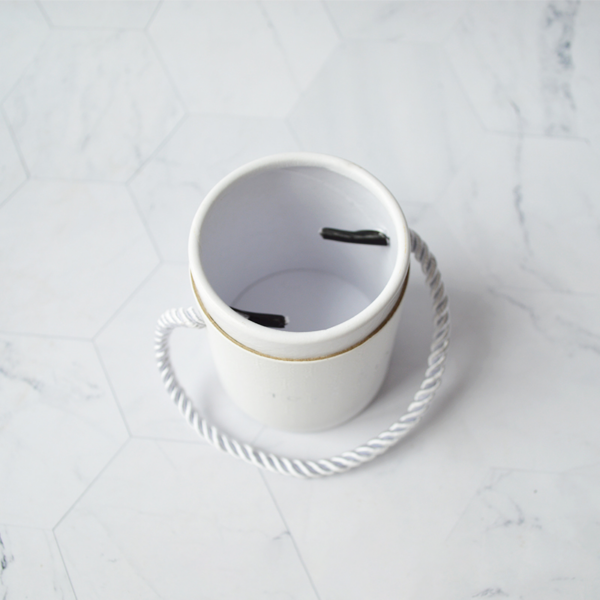 White Rigid Jewelry Tube Gift Box with Cotton Rope Handle