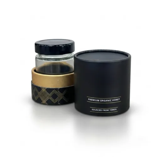 Black Gold Rigid Paper Tube Packaging for Organic Honey