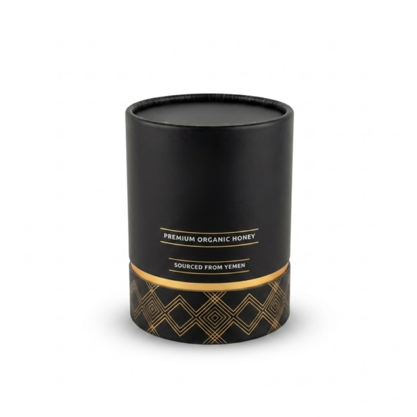 Black Gold Rigid Paper Tube Packaging for Organic Honey