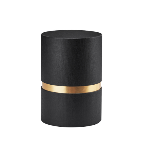 Black Rigid Cylinder Gift Tube with Gold Foil Sleeve Box
