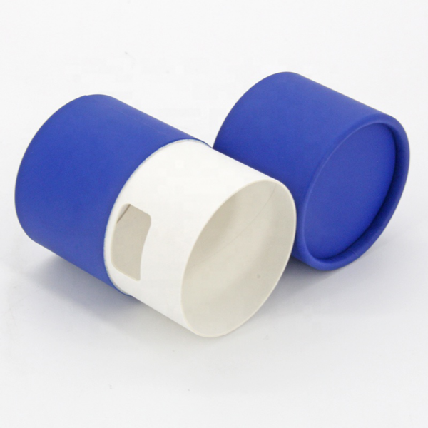 Blue Two-Piece Rigid Paper Tube Box with Side Thumb Window