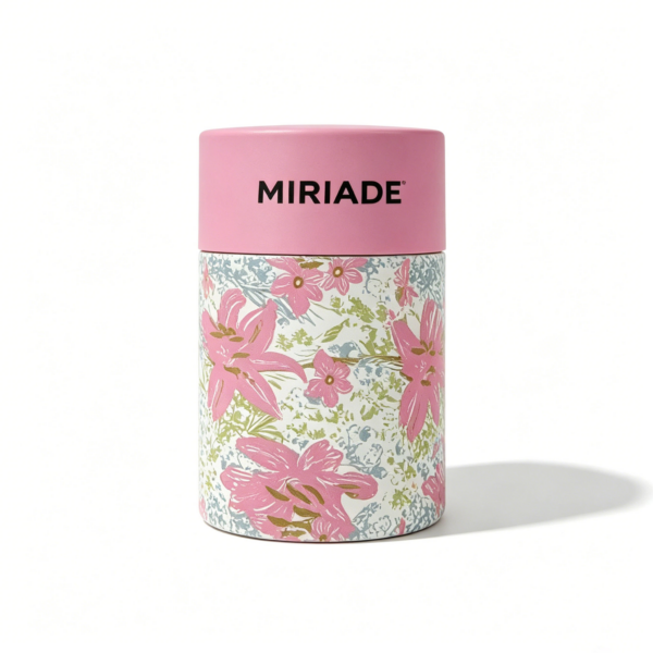 Floral Printed Cosmetic Paper Tube Box with Pink Cap Lid