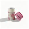 Floral Printed Cosmetic Paper Tube Box with Pink Cap Lid