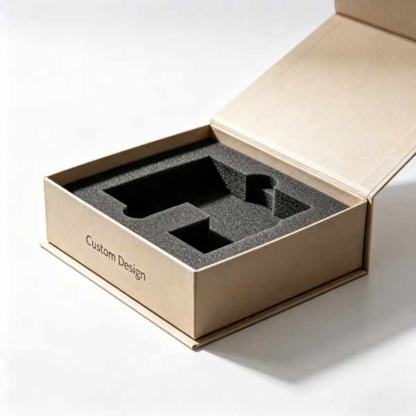 Hinged Lid Rigid Cosmetic Serum Box with Foam Insert