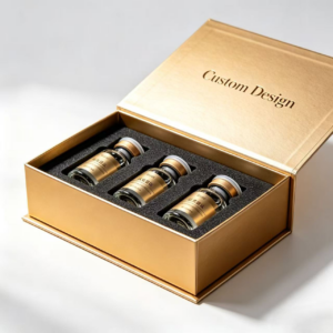 Hinged Lid Rigid Cosmetic Serum Box with Foam Insert