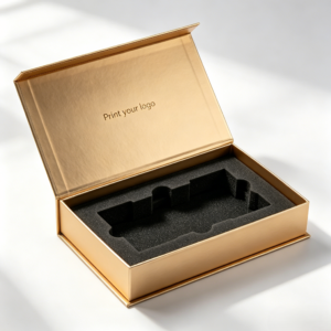 Hinged Lid Rigid Cosmetic Serum Box with Foam Insert