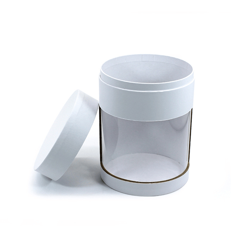 White Rigid Window Cylinder Box for Candle Jar Packaging