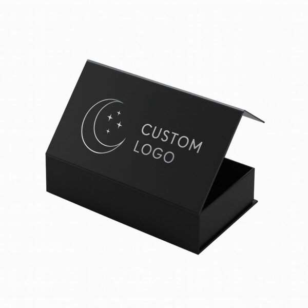 Black Book-Style Rigid Box with Metallic Logo and Magnet