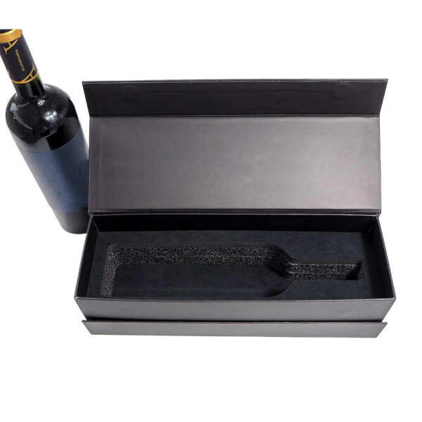 Black Book-Style Rigid Wine Box with Custom Foam Insert