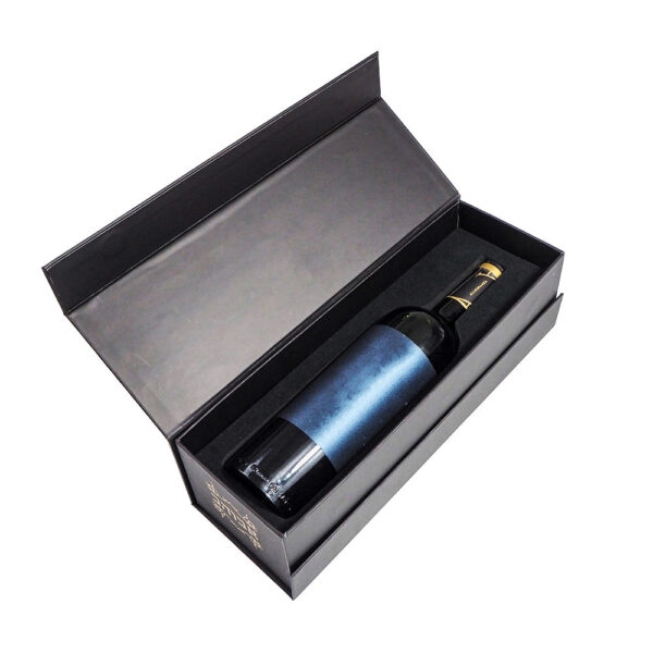 Black Book-Style Rigid Wine Box with Custom Foam Insert