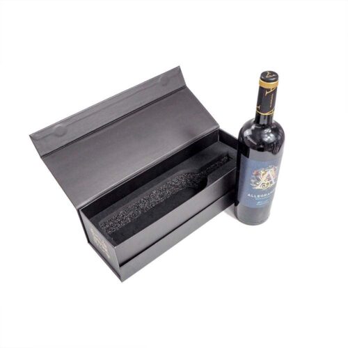 Black Book-Style Rigid Wine Box with Custom Foam Insert